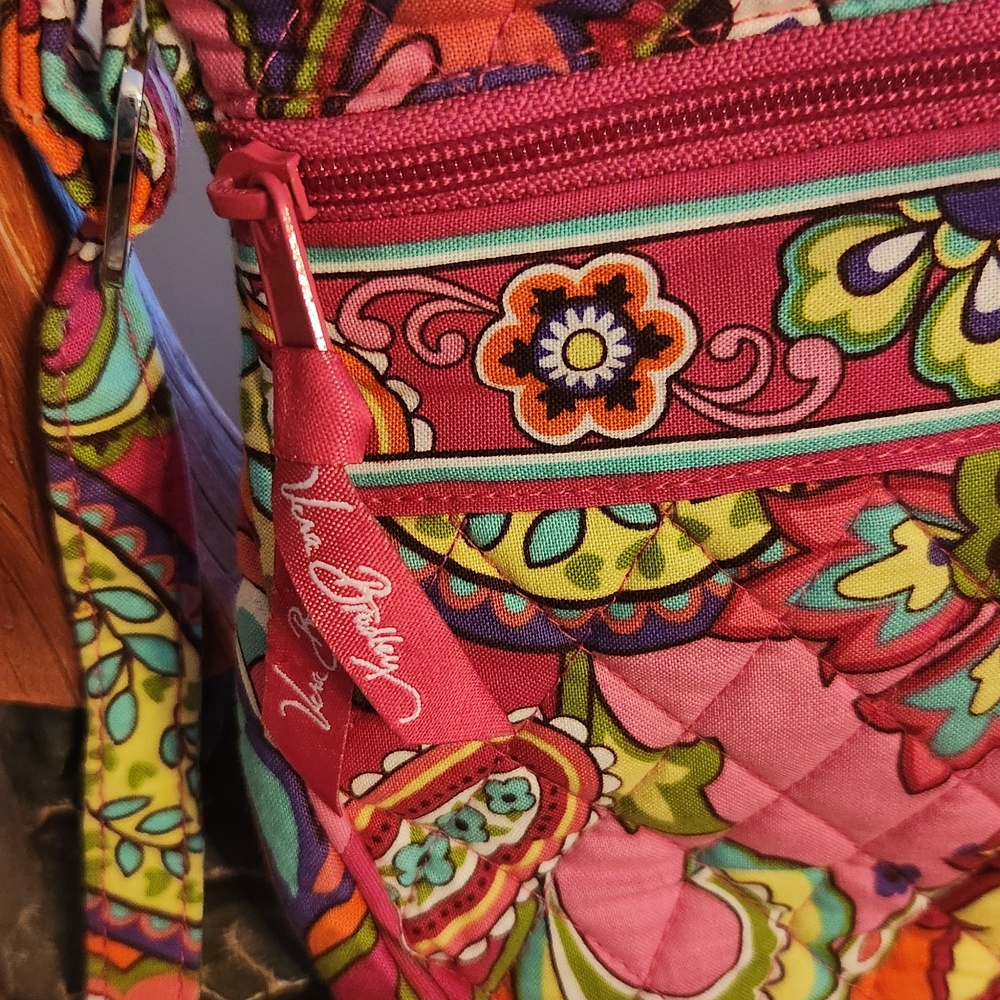 Vera Bradley Pink and Green Paisley Crossbody Bag - Picture 2 of 7